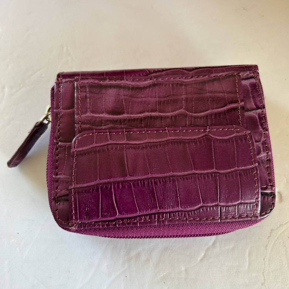Purple Crocodile Embossed Wallet Compact Bag